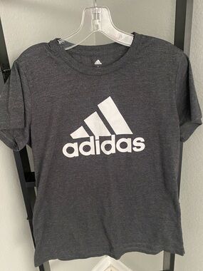 adidas Dark Gray Short Sleeve Tee with White Logo